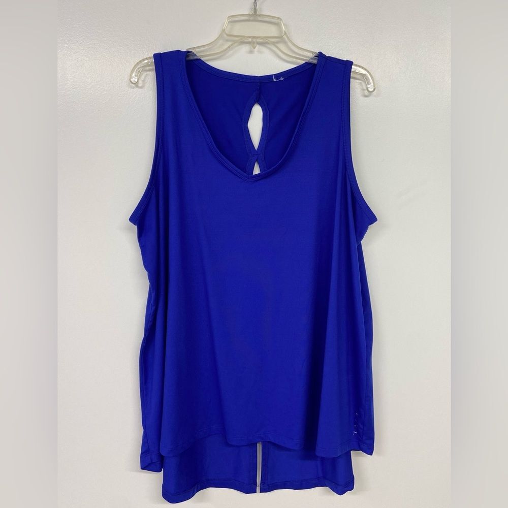 LIVI Soft Back-Detail Blue Recycled V-neck Open Back Tank Size 22/24